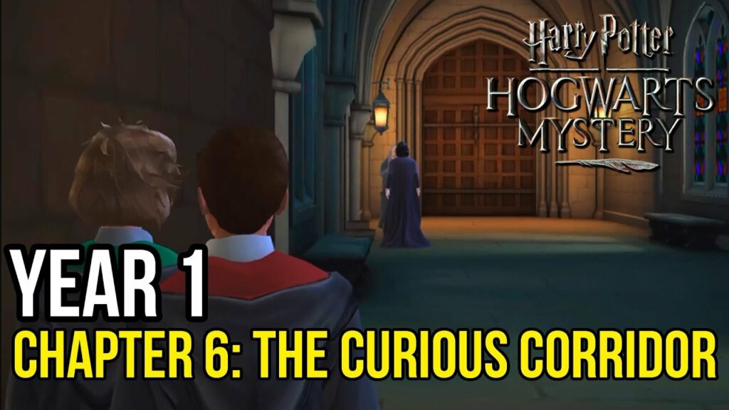 A la derecha hay un largo pasillo Harry Potter Hogwarts Mystery