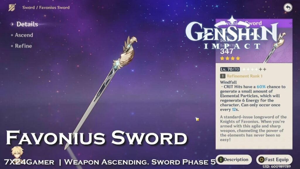 Espada de Favonius Genshin Impact