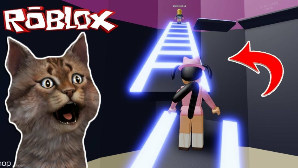 Un gato juega Roblox Tower of Hell